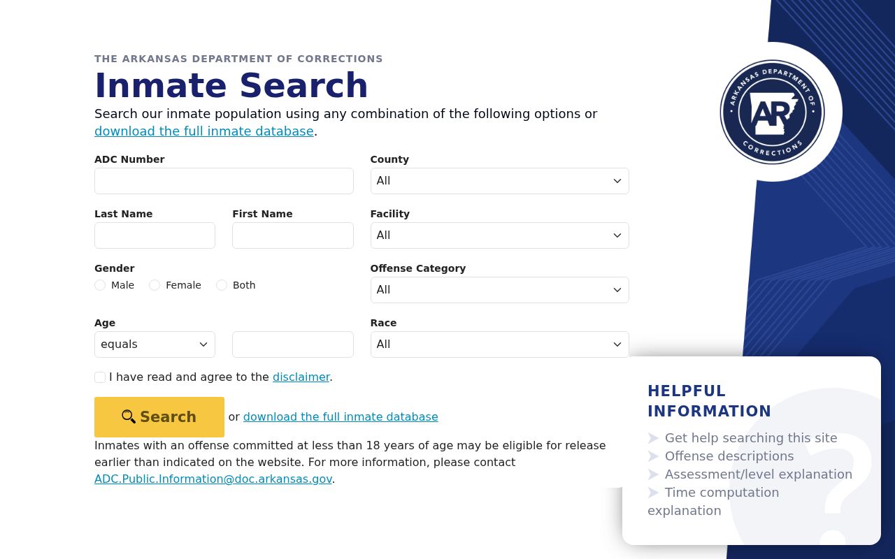 Springdale resident lookup using Arkansas inmate information search
